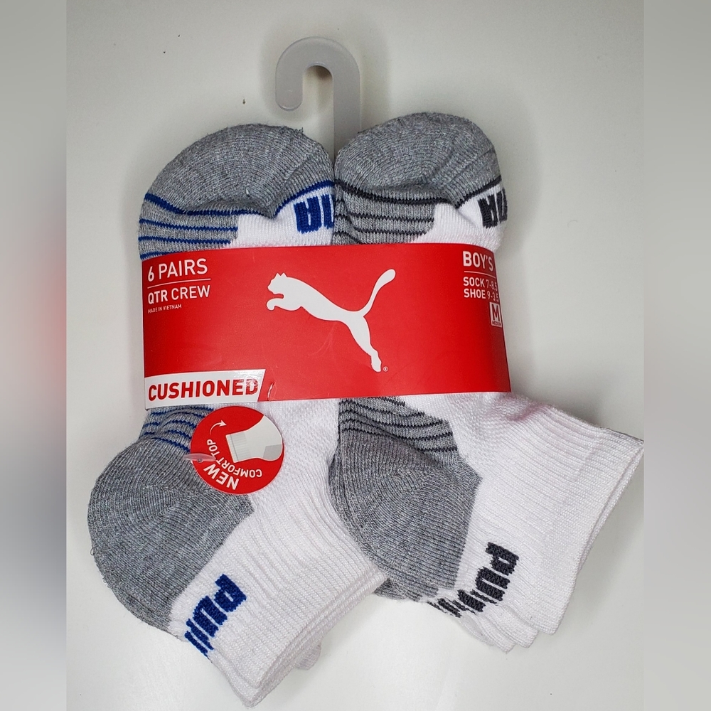Puma kids quater crew socks 3 6pks nwt